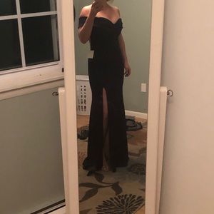 Navy Blue Off The Shoulder Maxi Dress